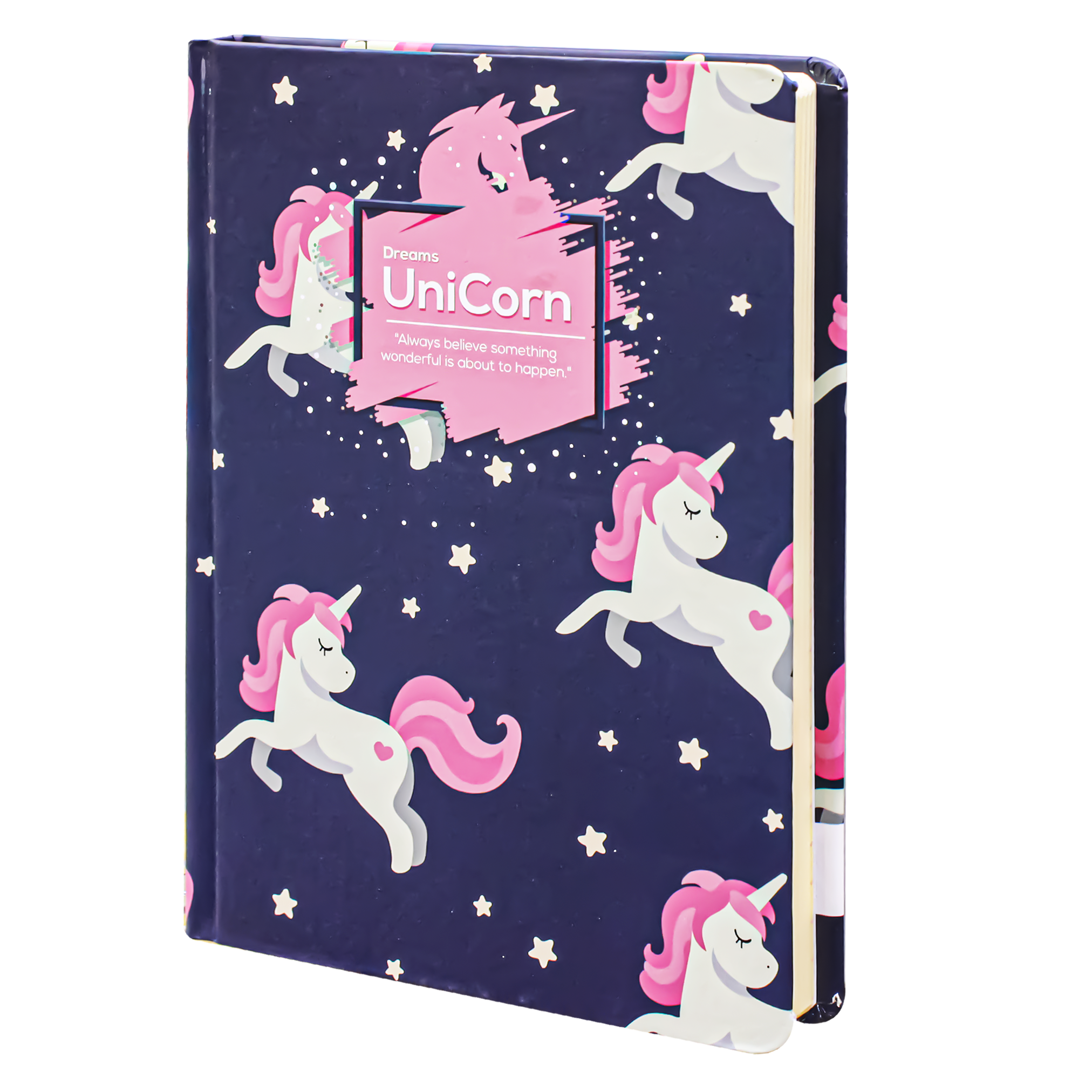 2BE Notebook A5 With Rubber Band  -  Unicorn Dreams  ( Dark Blue )