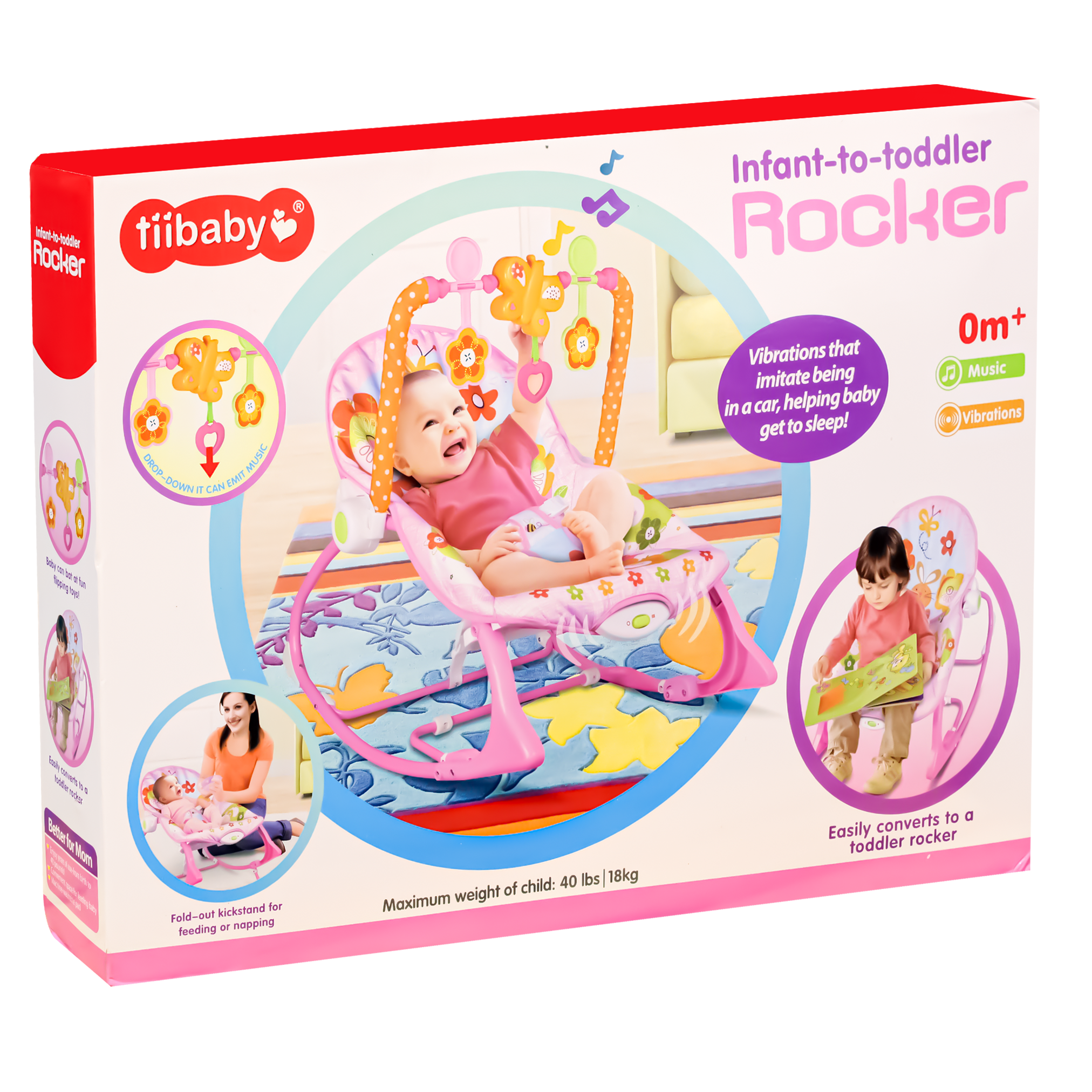 Premium TiiBaby Infant to Toddler Rocker with Vibration