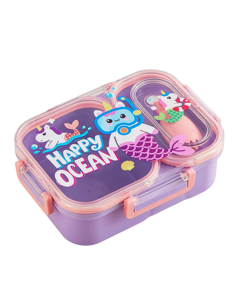 2-Compartment Lunch Box with Folding Spoon - 900ml