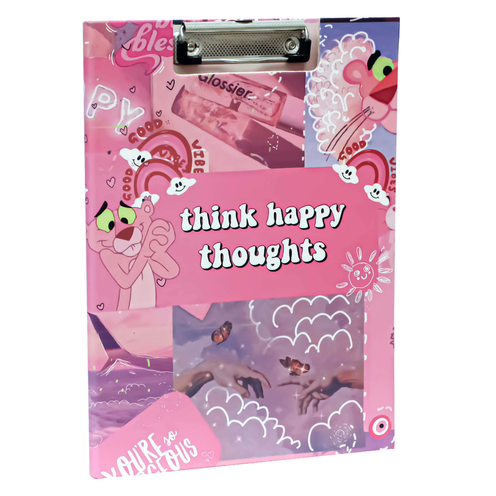 2BE Double Clioboard A4 Hard Cover - Think Happy Thoughts