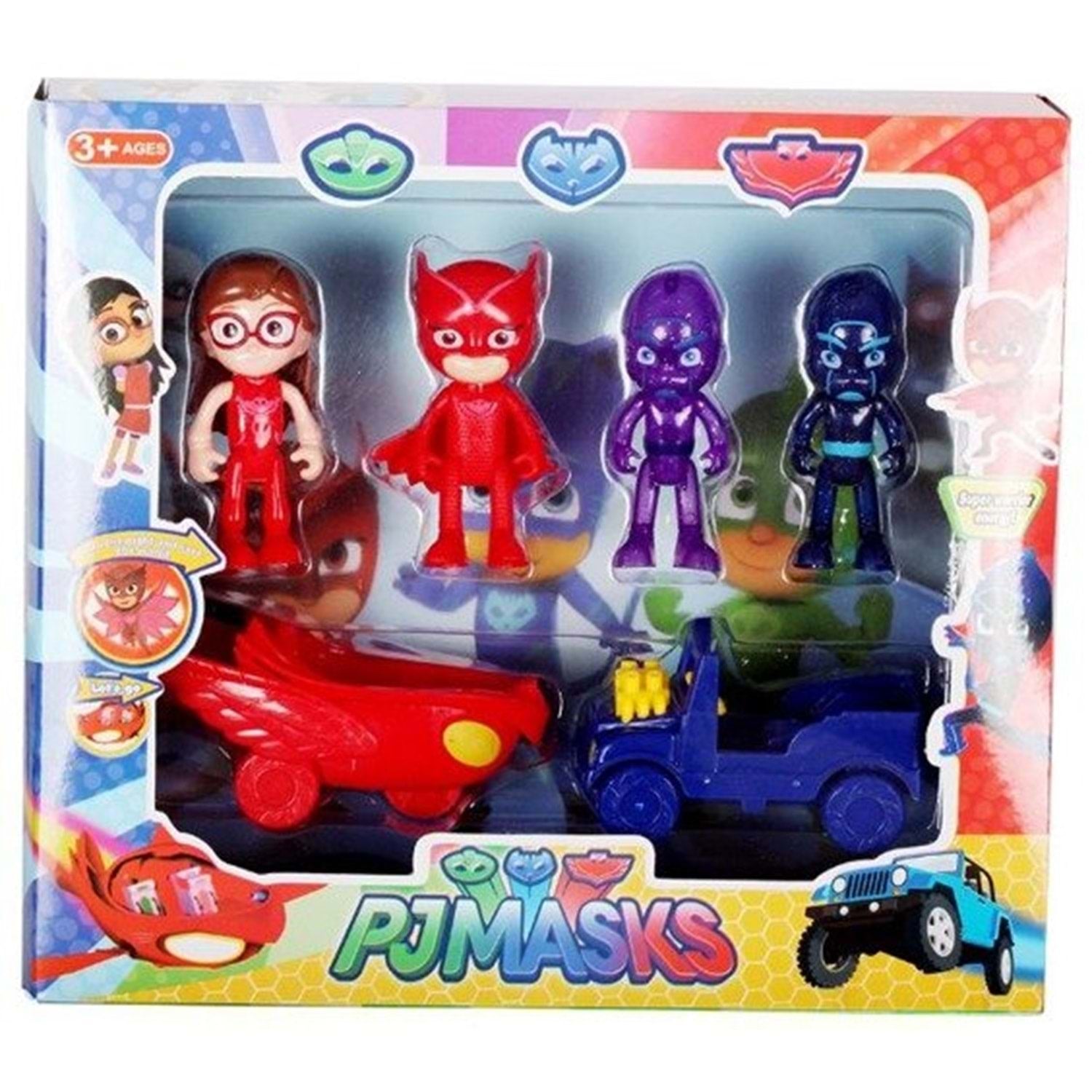 PJ Masks 2 Action Figures Play Set With 2 Cars