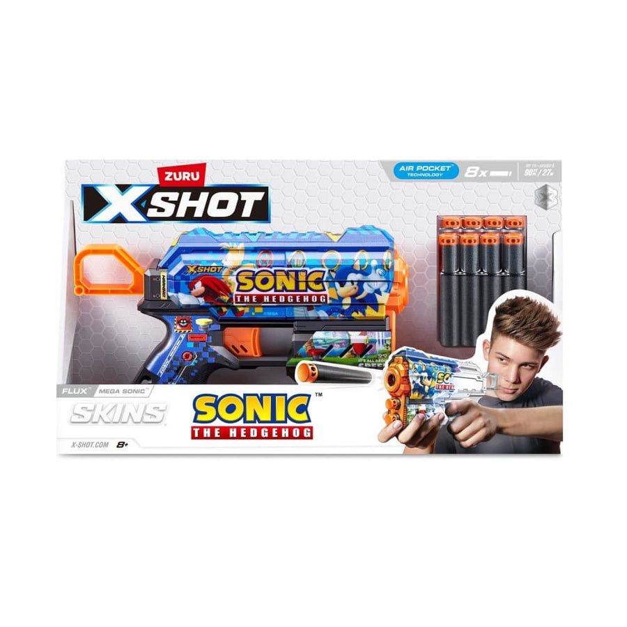 ZURU X-SHOT Blaster Sonic Series 1 Skins Flux With 8 Darts - Mega Sonic