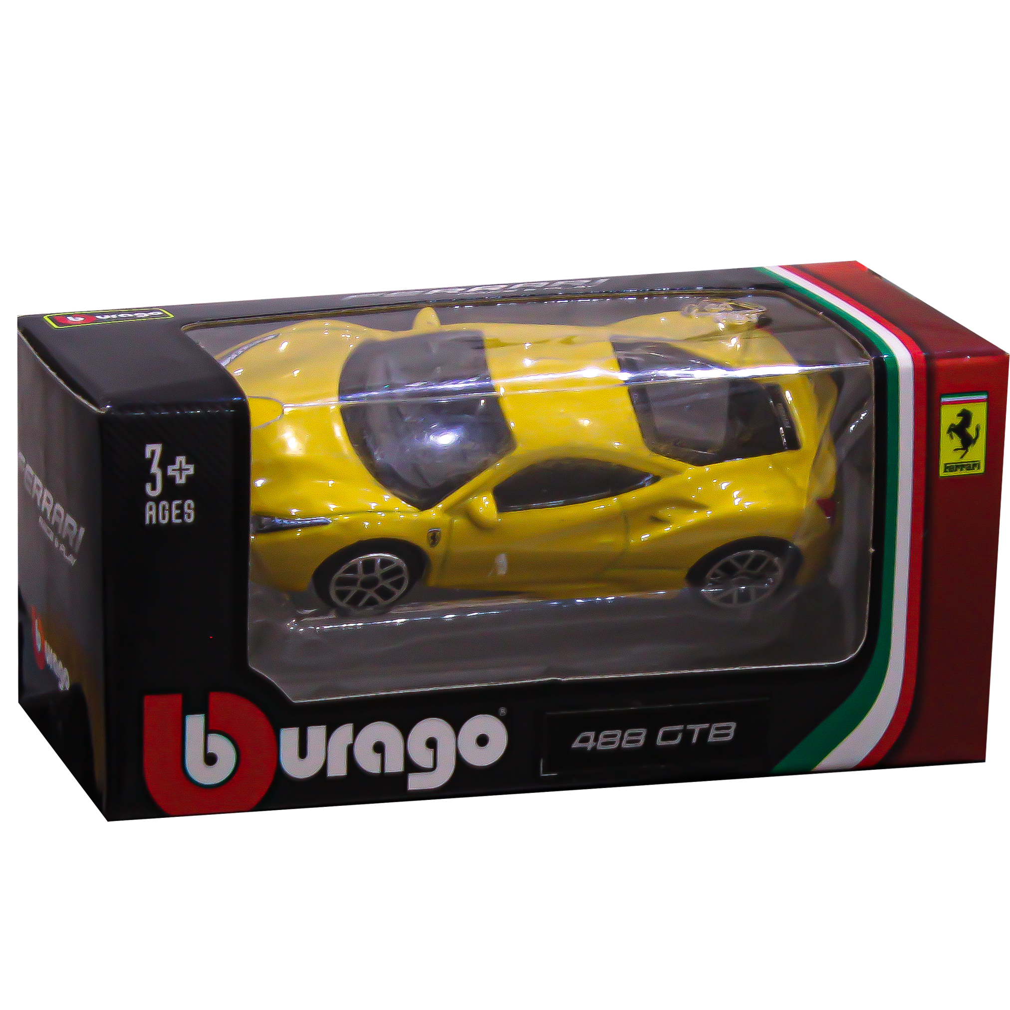 Burago Ferrari Race & Play Car - 488 GTB Yellow