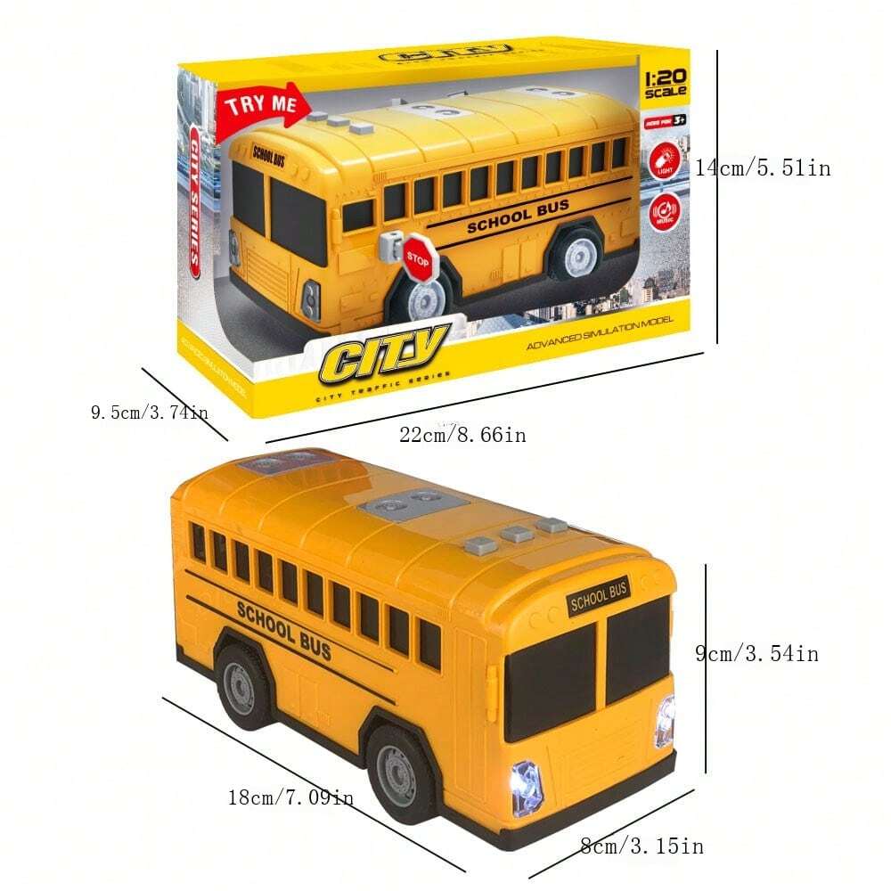 School Bus Toy Car With Light And Sound Effects - 6.6 Inch