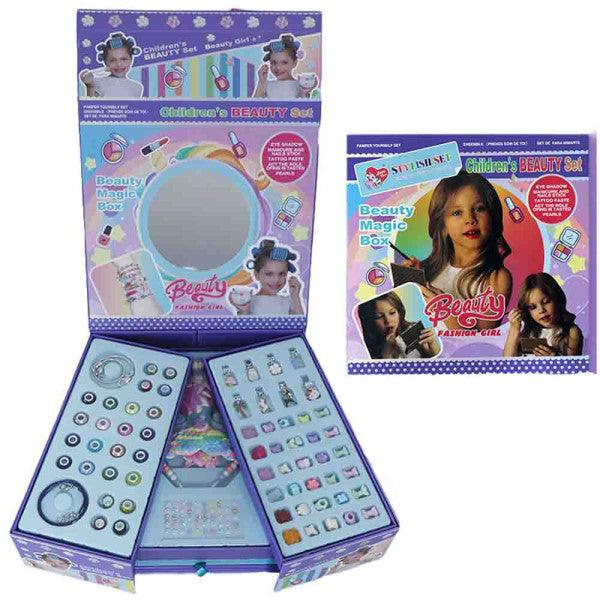 مجموعة أدوات المكياج المصنوعة يدويًا من الخرز – صندوق هدايا خشبي للأطفال من سن 3 سنوات فما فوق