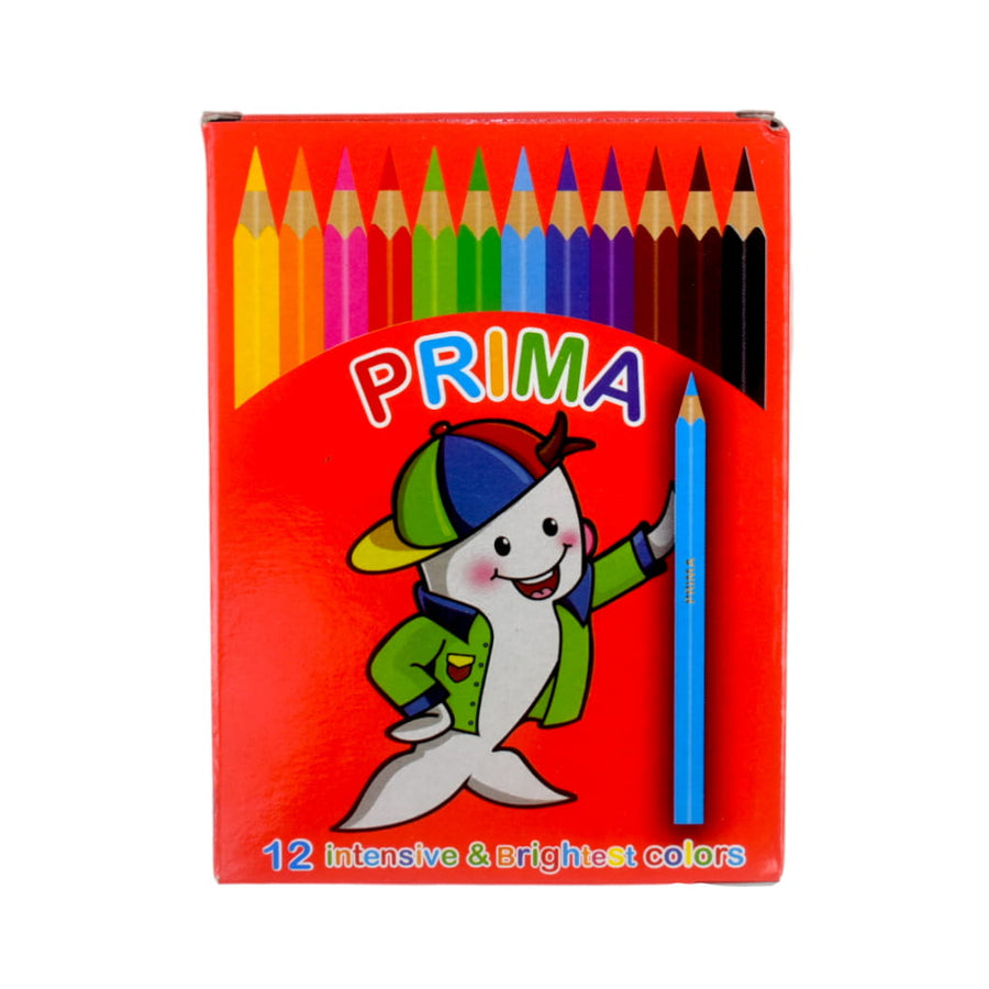 Prima Intensive Bright Colored Pencils Set - 12 Short Pencils