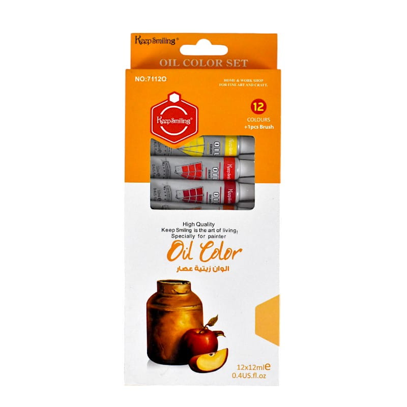 Keep Smiling Oil Paint Set 12ml  High Quality with Brush - 12 Colors