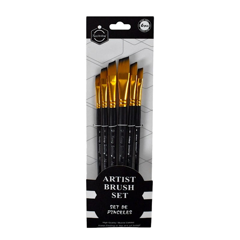 Keep Smiling Artist Chisel Tip Brush Set 6 Pieces