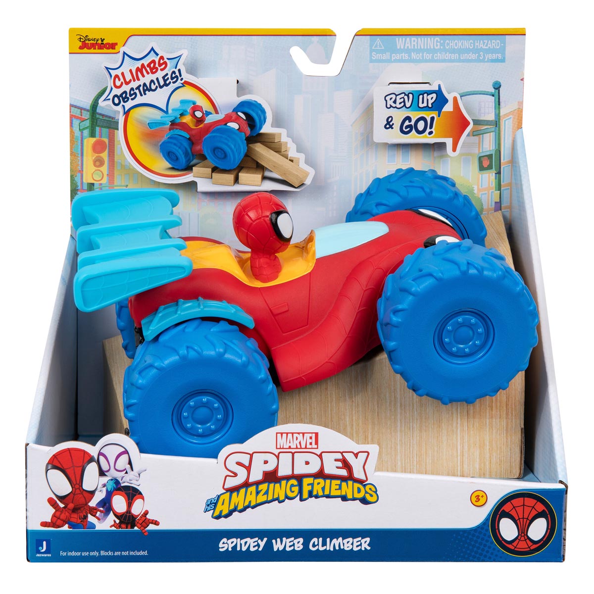 Disney Junior Marvel Spidey and His Amazing Friends Marvel Spidey Web Climber - 7-Inch Rev Up Motor Vehicle That Climbs Obstacles