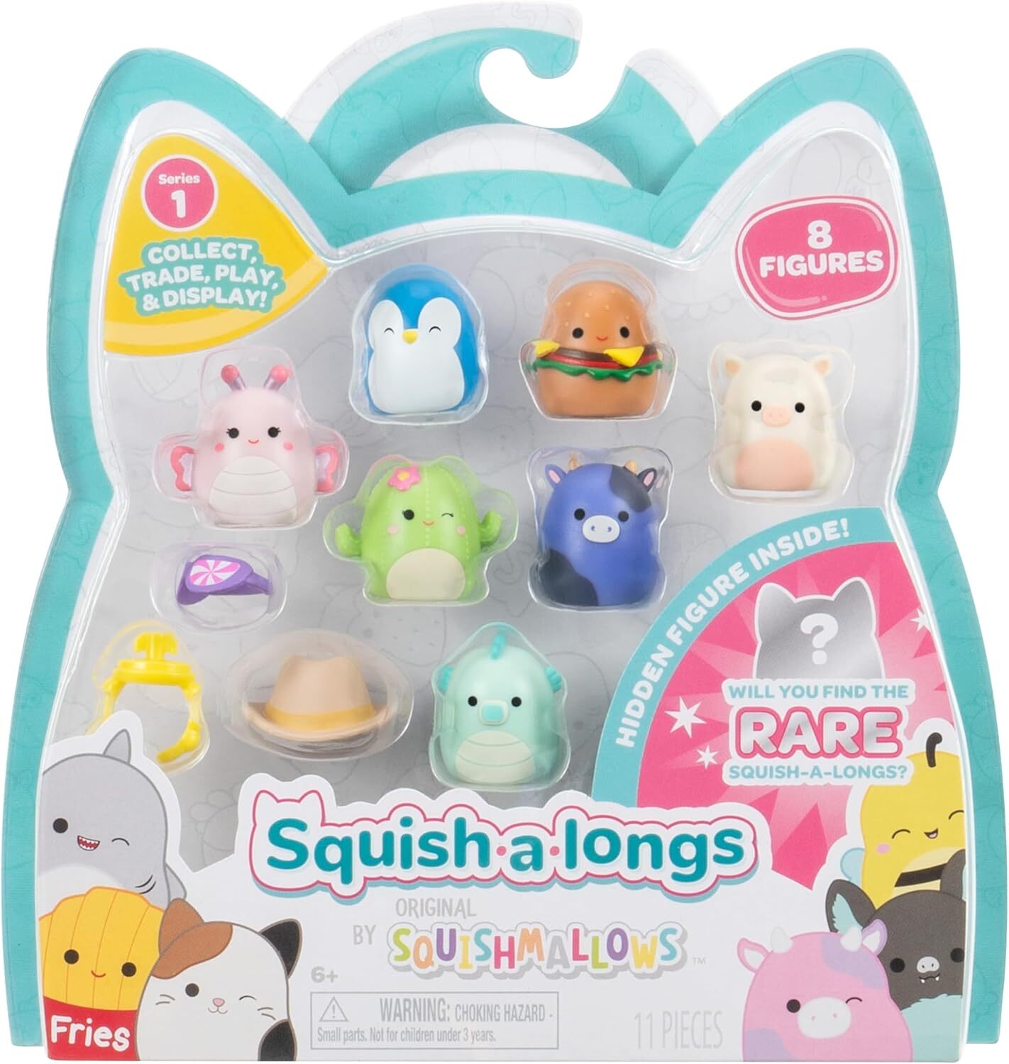 Jazwares Squish-A-Longs - Set Of 8 Figures & Accessories - 8 Pack (Style 1)