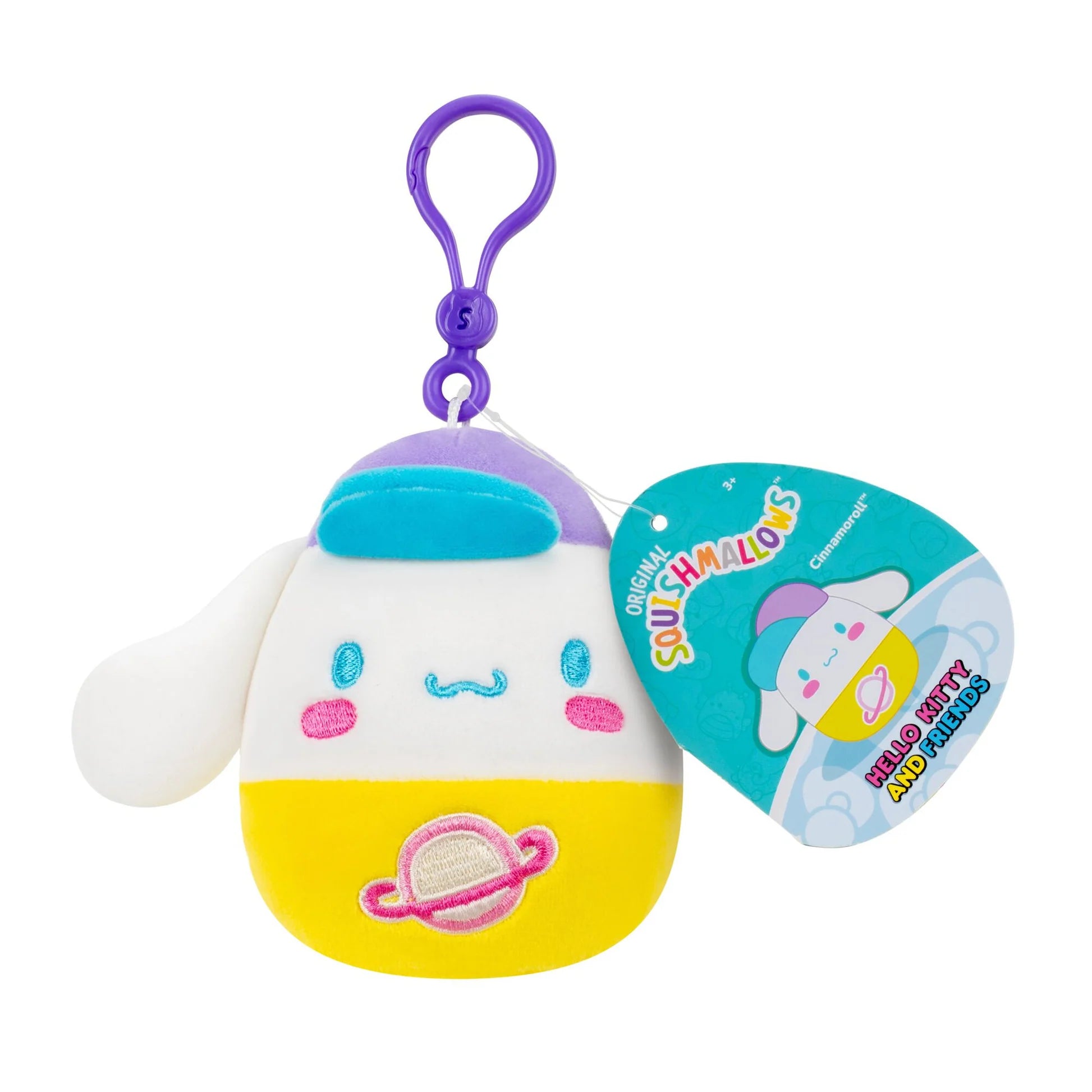 Plush keychain with a tag on a white background