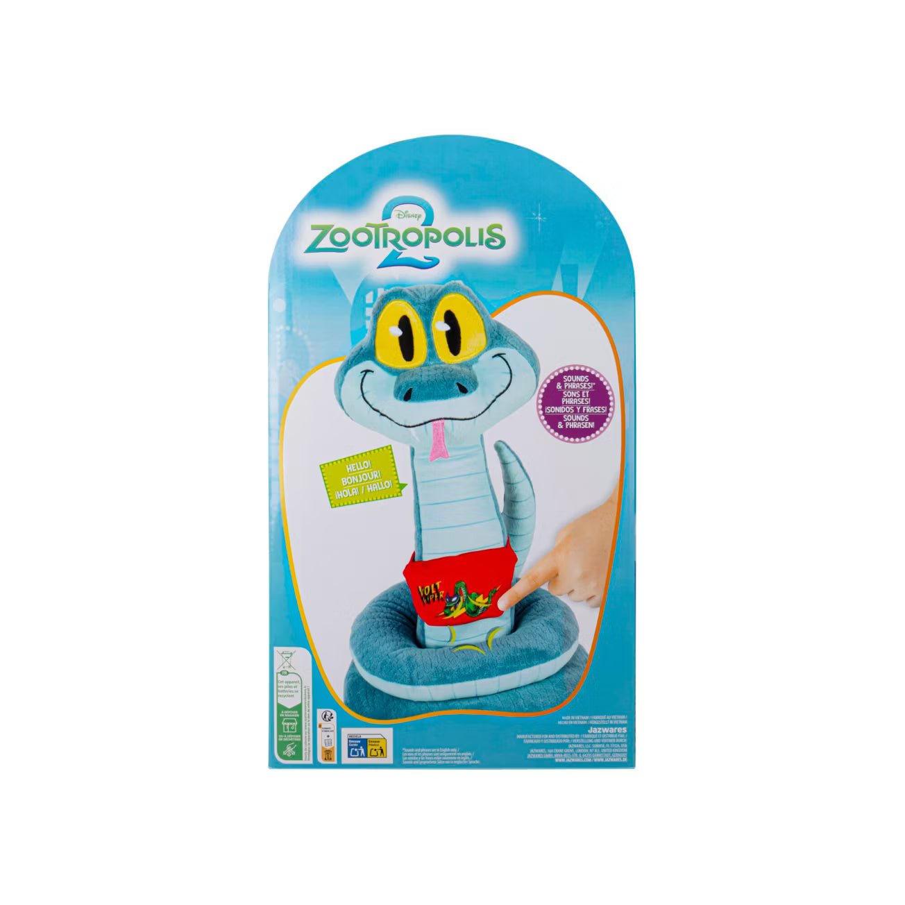 Jazwares Gary De’Snake Medium Feature Soft Toy, Zootropolis 2 - 30.5cm