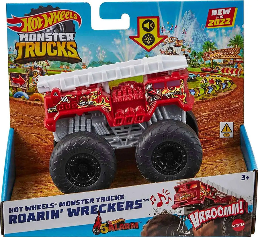 Mattel Hot Wheels Monster Trucks Roarin' Wreckers 5 Alarm Lights & Sounds