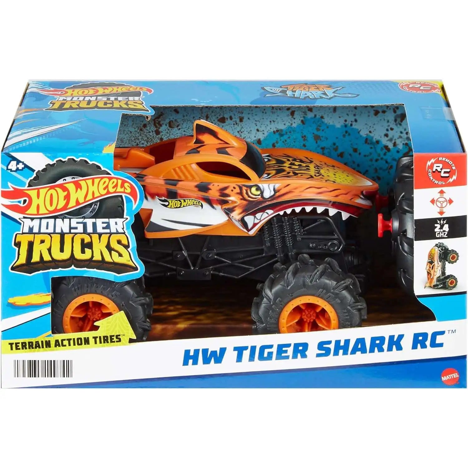Mattel Hot Wheels RC Monster Trucks HW Tiger Shark Remote-Control Toy Truck