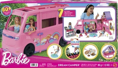 Mattel Barbie Dream Camper Playset With Roof Tent, BBQ Grill With Color-Change Feature & 60+ Accessories
