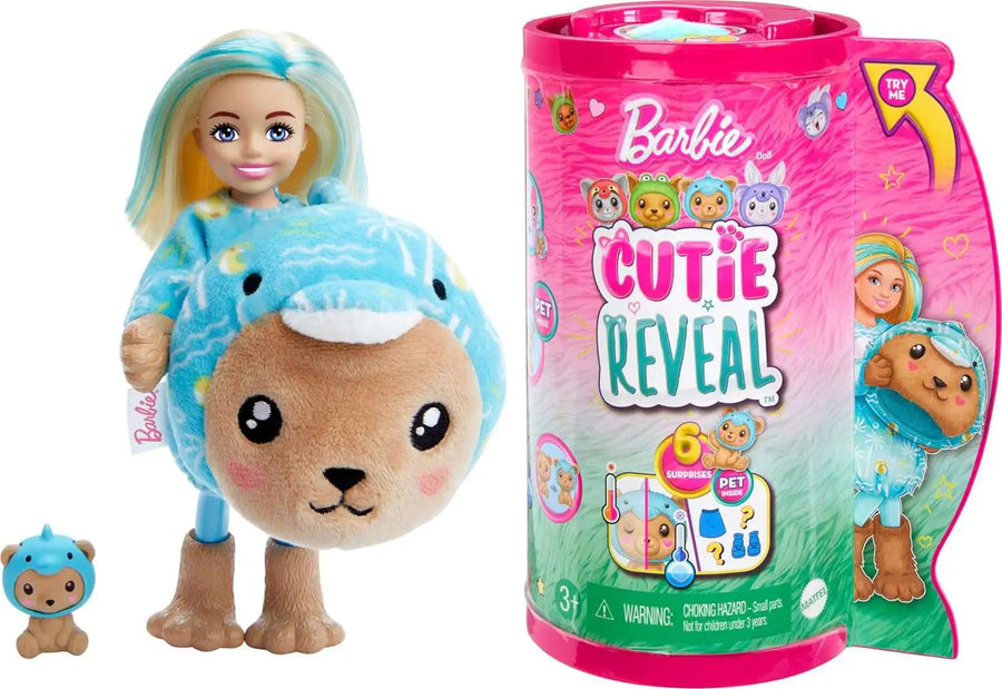 Barbie Cutie Reveal Costume Animal Series: Chelsea as Teddy Bear in Dolphin Costume Surprise Doll