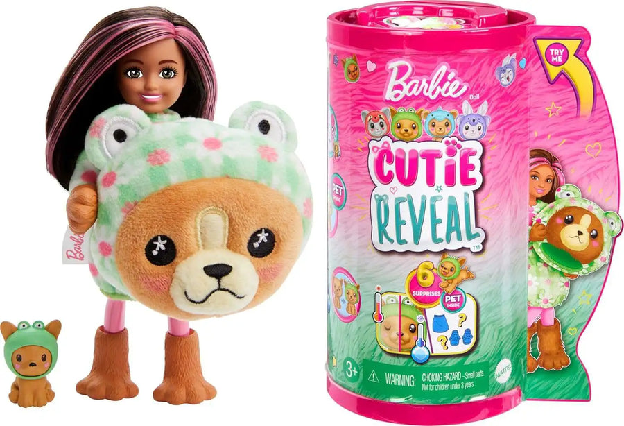 Barbie Cutie Reveal Costume Animal Series: Chelsea as Puppy in Frog Costume Surprise Doll