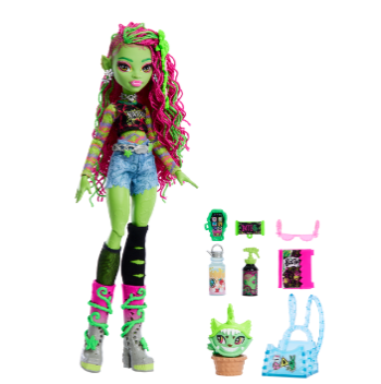 Mattel Monster High Venus Mcflytrap Fashion Doll With Pet Chewlian And Accessories