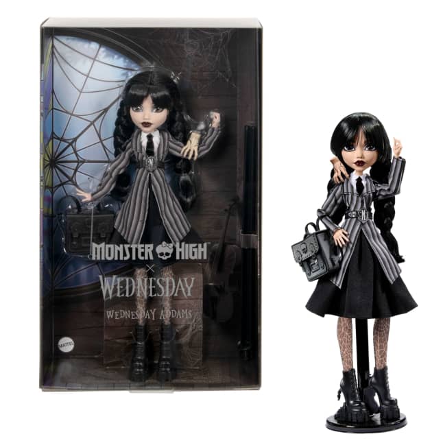 Mattel Monster High Wednesday Collectible Doll, Wednesday Addams in Nevermore Academy Uniform With Thing