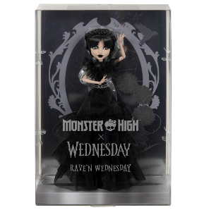 Mattel Monster High Wednesday Collectible Doll, Rave’N Wednesday in Black Gown Inspired By Dance Scene