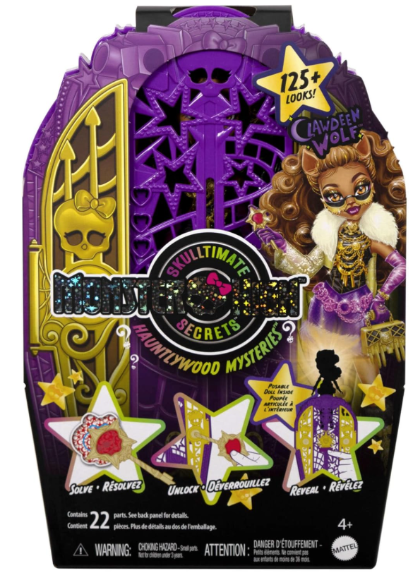 Mattel Monster High Skulltimate Secrets Hauntlywood Mysteries Doll, Clawdeen Wolf With 19+ Surprises