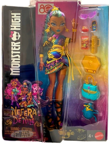 Mattel Monster High Nefera De Nile Doll With Pet Scarab Lavish And 7 Accessories Like Purse And Snacks