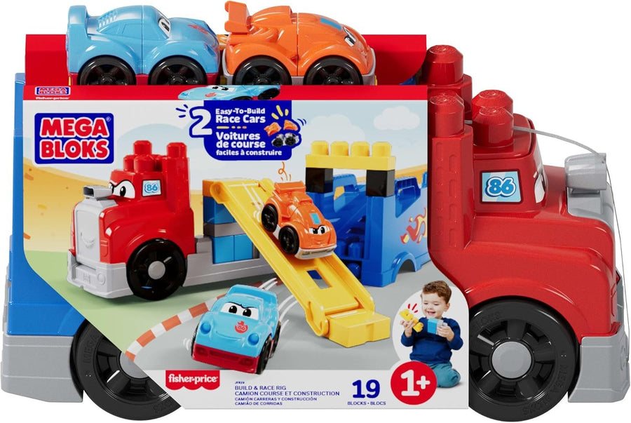 Mega Bloks First Builders Build & Race Rig Truck – 19 Pieces