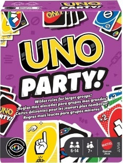Mattel UNO Party Card Game For Large Groups, Kids, Adults & Family Nights, 6 To 14 Players Ages 7+ Years