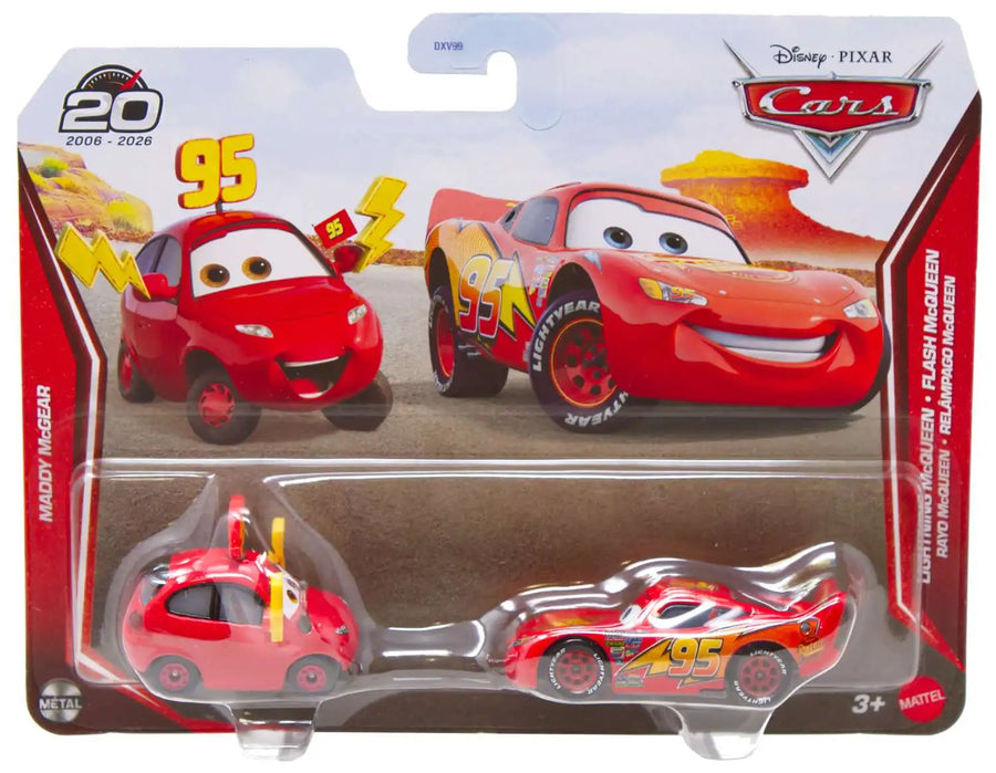 Mattel Disney Pixar Cars Metal Series 2 Pack - 20th Anniversary Metal Maddy McGear & Lightning McQueen