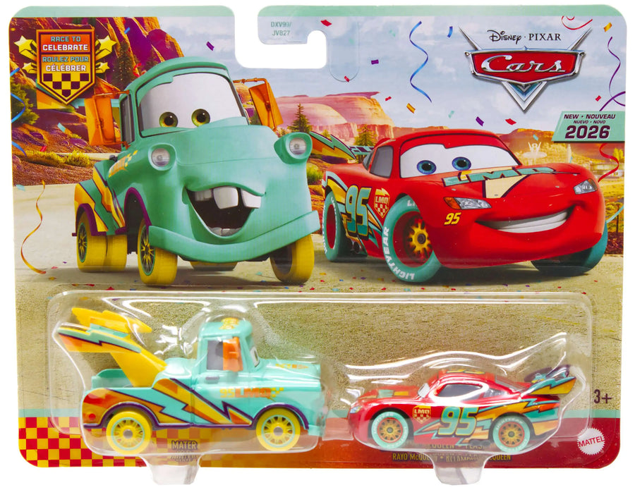 Mattel Disney Pixar Cars Metal Series 2 Pack - Race to Celebrate Mater & Lighting McQueen