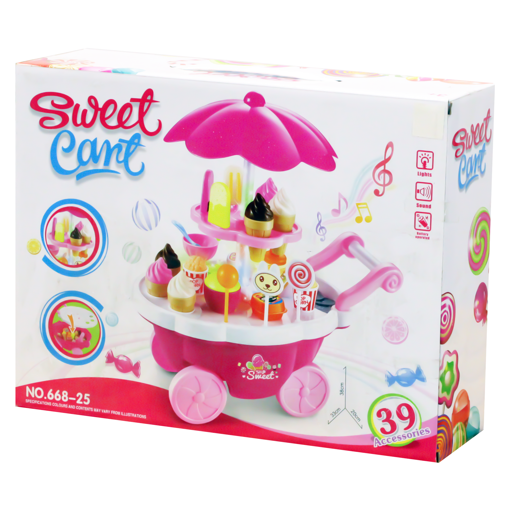 Mondeer Sweet Cart 39 Accessories Simulation Mini Trolley Ice Cream Candy Shop