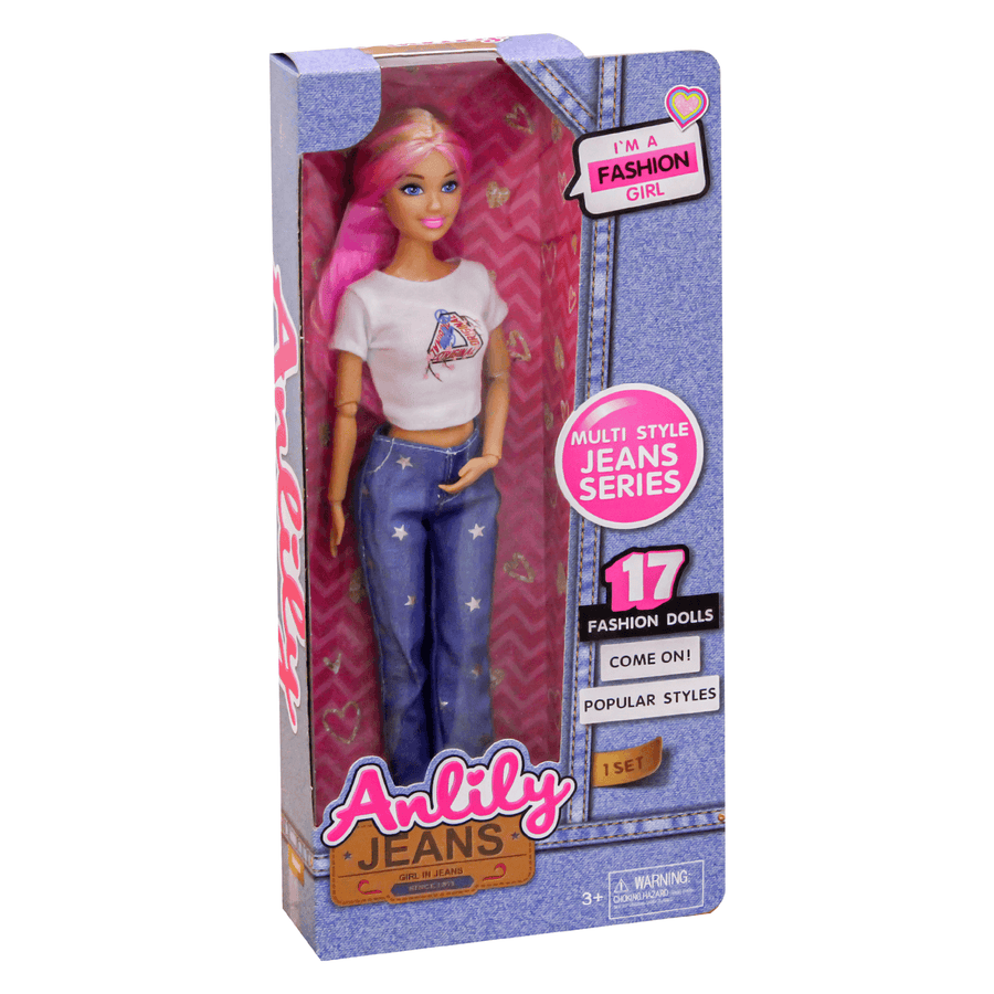 دمية Anlily Fashion Style مع بنطال جينز وقميص أبيض