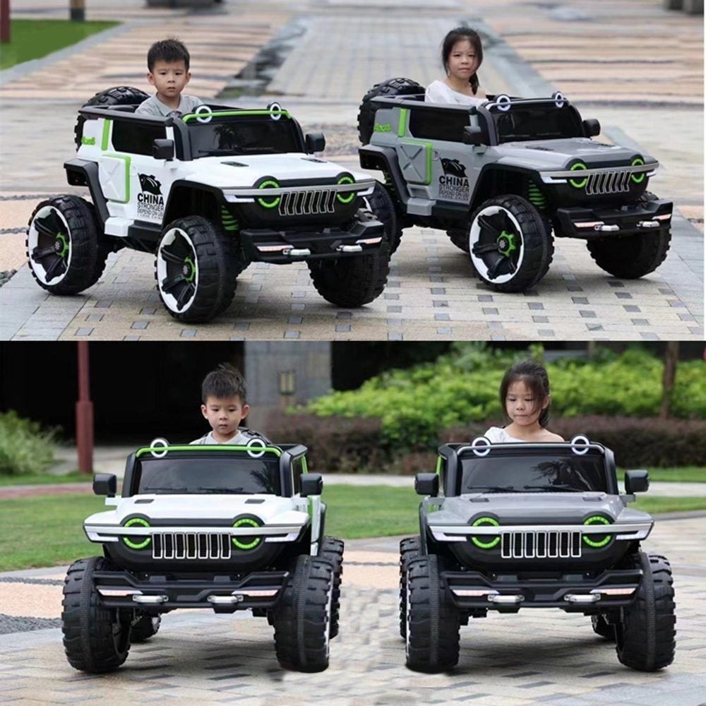 12V Kids Electric Ride-On Car with 4 Motors (390W) – 2.4G Remote, Dual Speed, Shock Absorbers & Handle - Grey