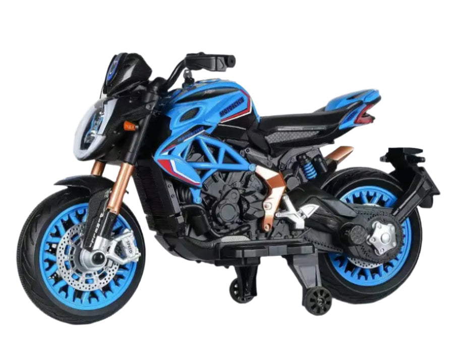 12V Kids Electric Ride-On Motorbike – 550W Motor, LED Lights, Music & Realistic Design – Blue