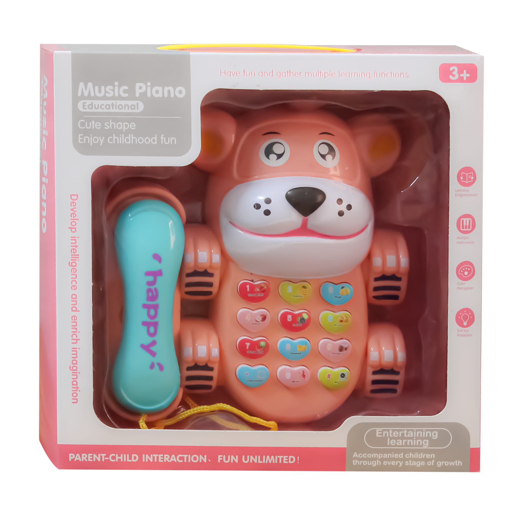 Cute Puppy-Shaped Musical Telephone Toy - pink
