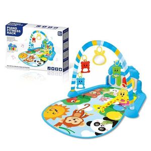 حامل لياقة بدنية للأطفال 3 في 1 على شكل بيانو – بساط لعب موسيقي مع ألعاب معلقة