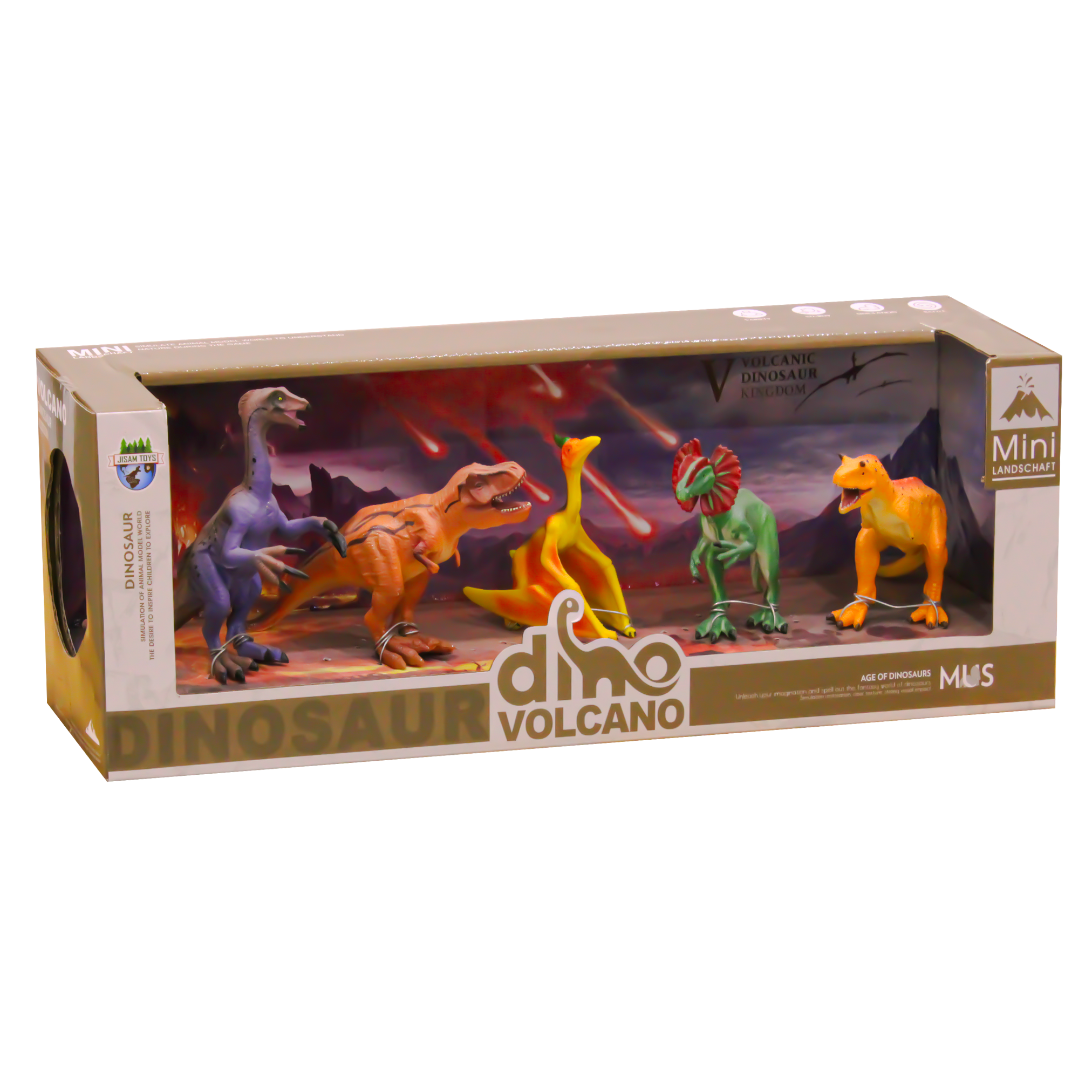 Mini Landschaft Dino Volcanic Dinosaurs Assorted 5 Figures Set E050-3 - Model B