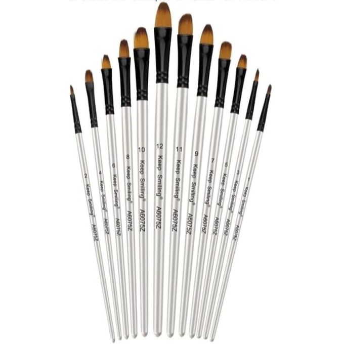 Keep Smiling Nylon Artist Brush Set - 12 Pieces