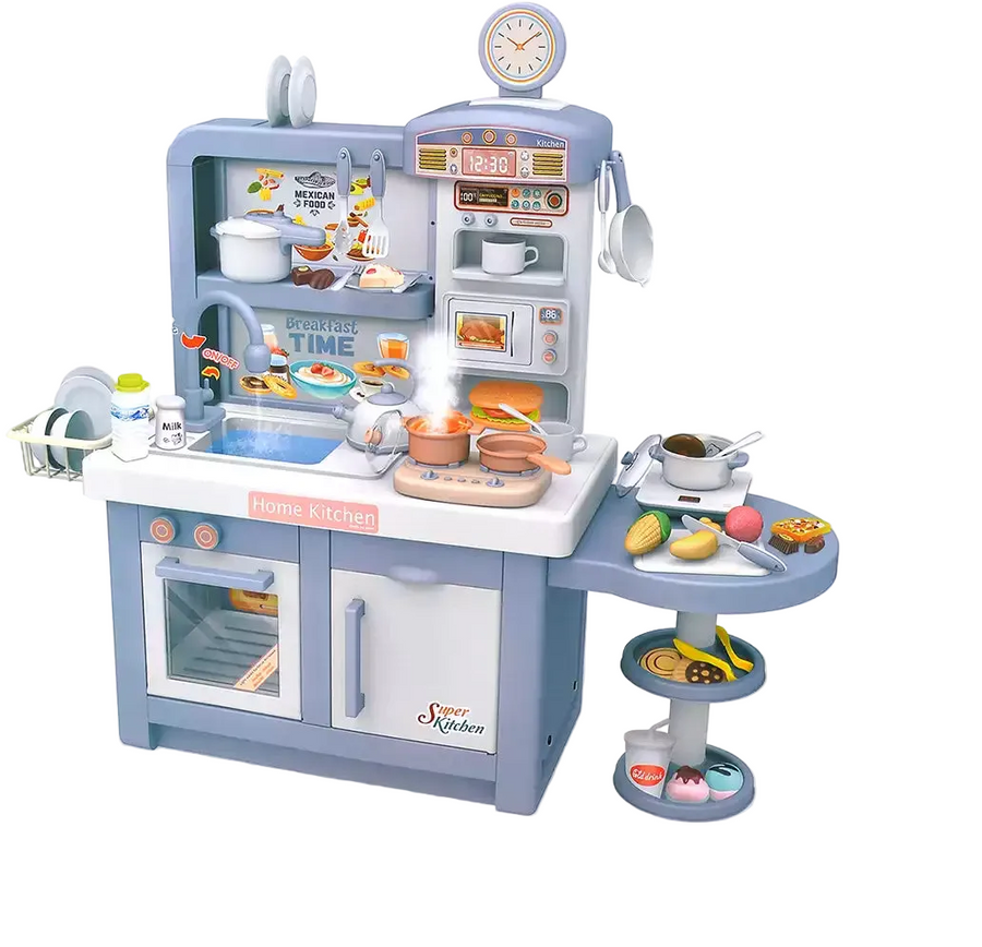Kids Touch Kitchen Playset with Running Water Sink & Spray – Interactive Pretend Cooking Set - 100cm