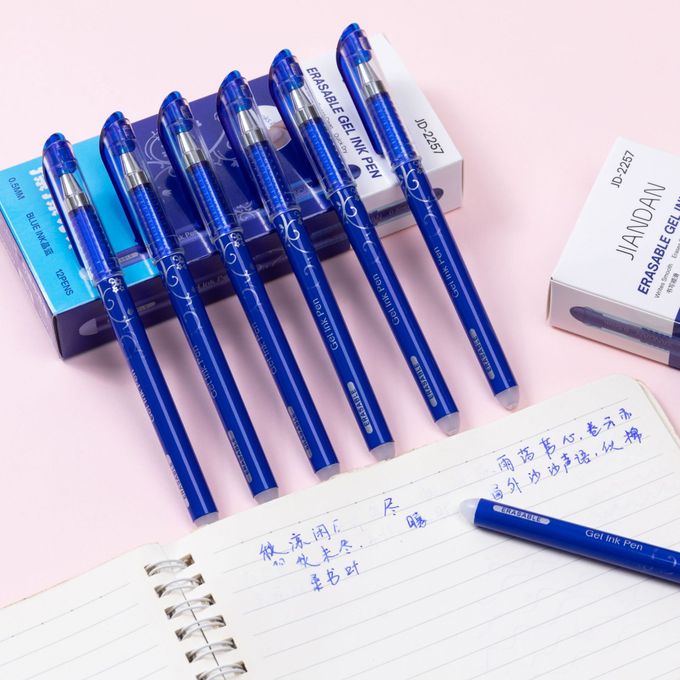 Erasable Blue Ink Gel Pen For Writing Pack of 12