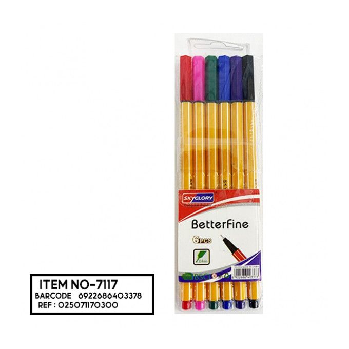قلم سكاي جلوري بيتر فاين 0.4 ملم، مجموعة 6 ألوان - رقم:SG854