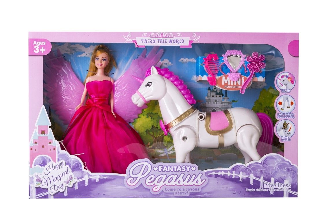 دمية عالم القصص الخيالية مع وحيد القرن - وظائف الإضاءة والصوت