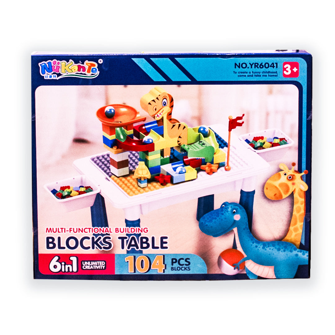 Nikan Te Multi-Functional Building Blocks Table: 6-in-1 Creative Play!