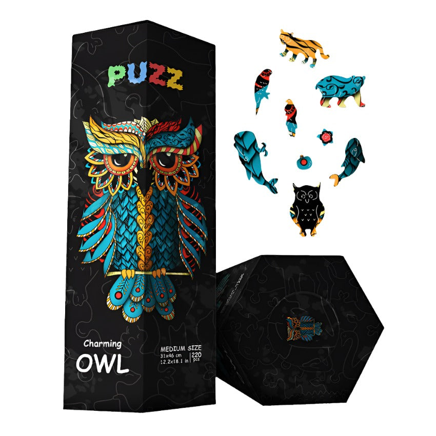 Puzz Wooden Puzzle 220PCS Difficulty Level - Charming Owl