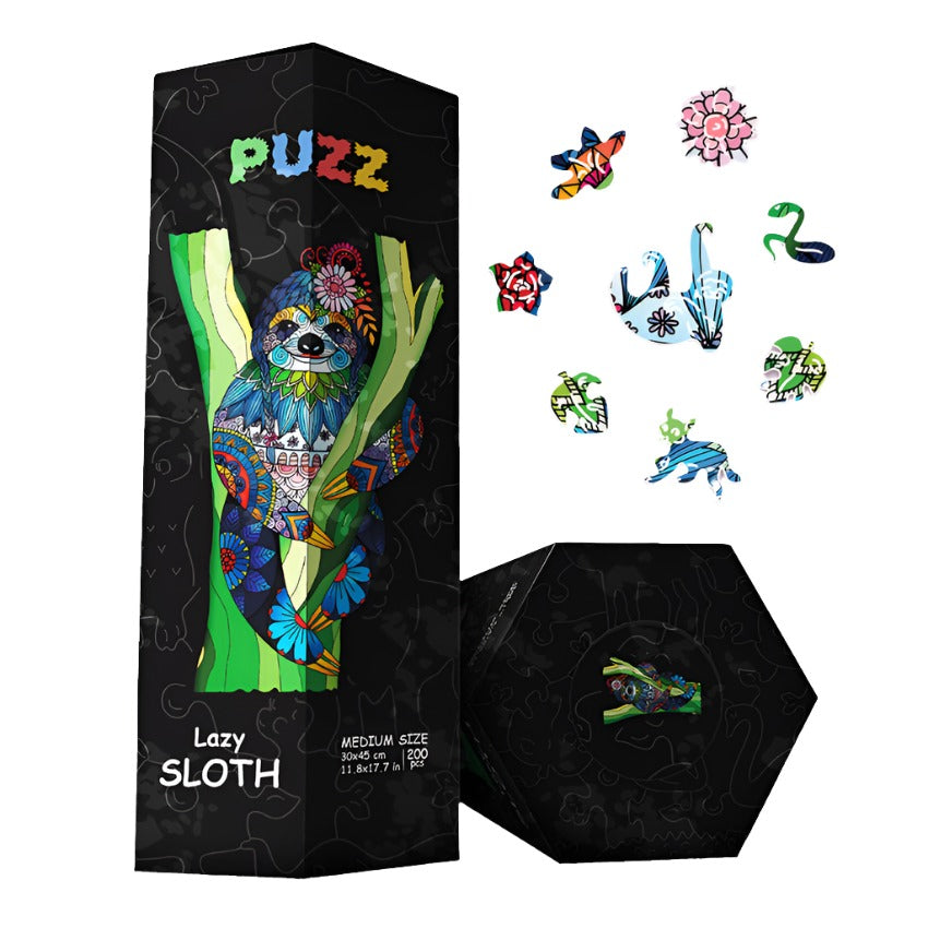 Puzz Wooden Puzzle 200PCS Difficulty Level - Lazy Sloth