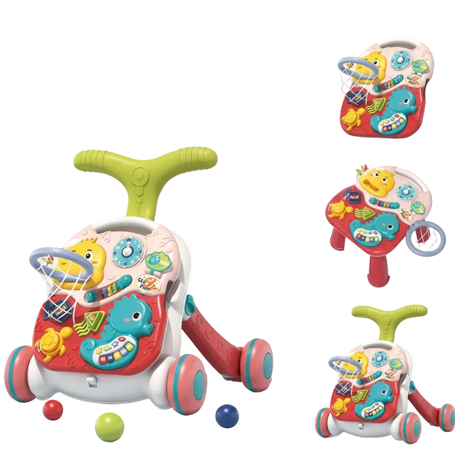 3-in-1 Ocean Safari Sit-to-Stand Baby Walker &amp; Activity Table