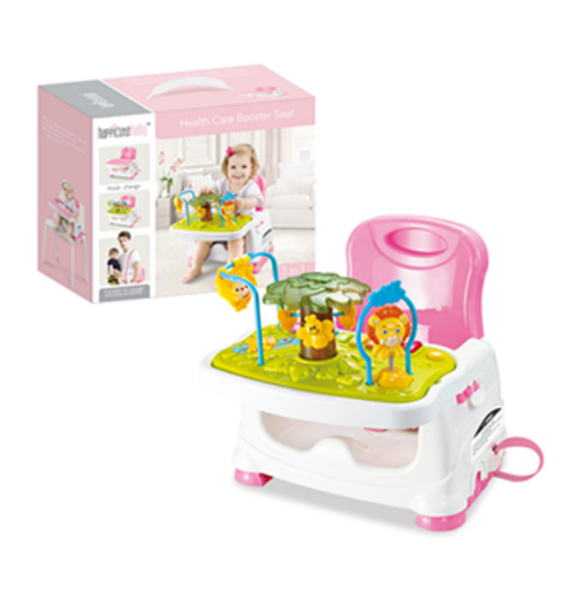 Kids Dining Table & Chairs with Piano Play Panel – Pink
