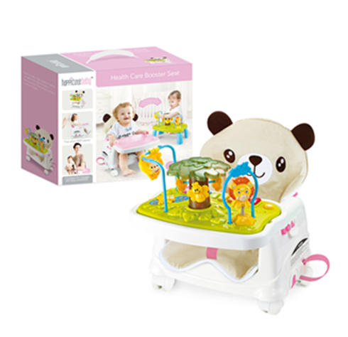 Baby Dining Chair with Wheels, Music Console & Cloth Cover