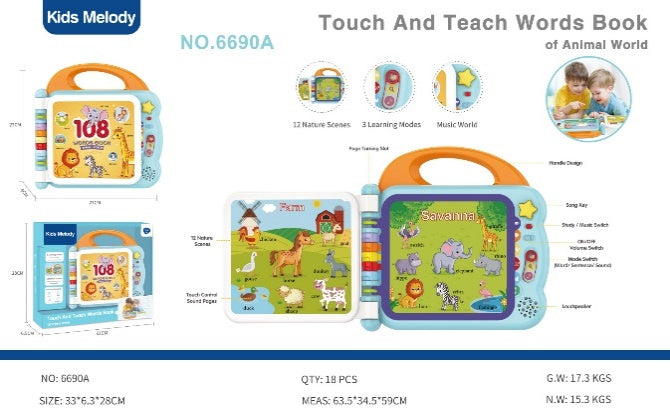 Kids Melody Touch And Teach Words Book – Animal World