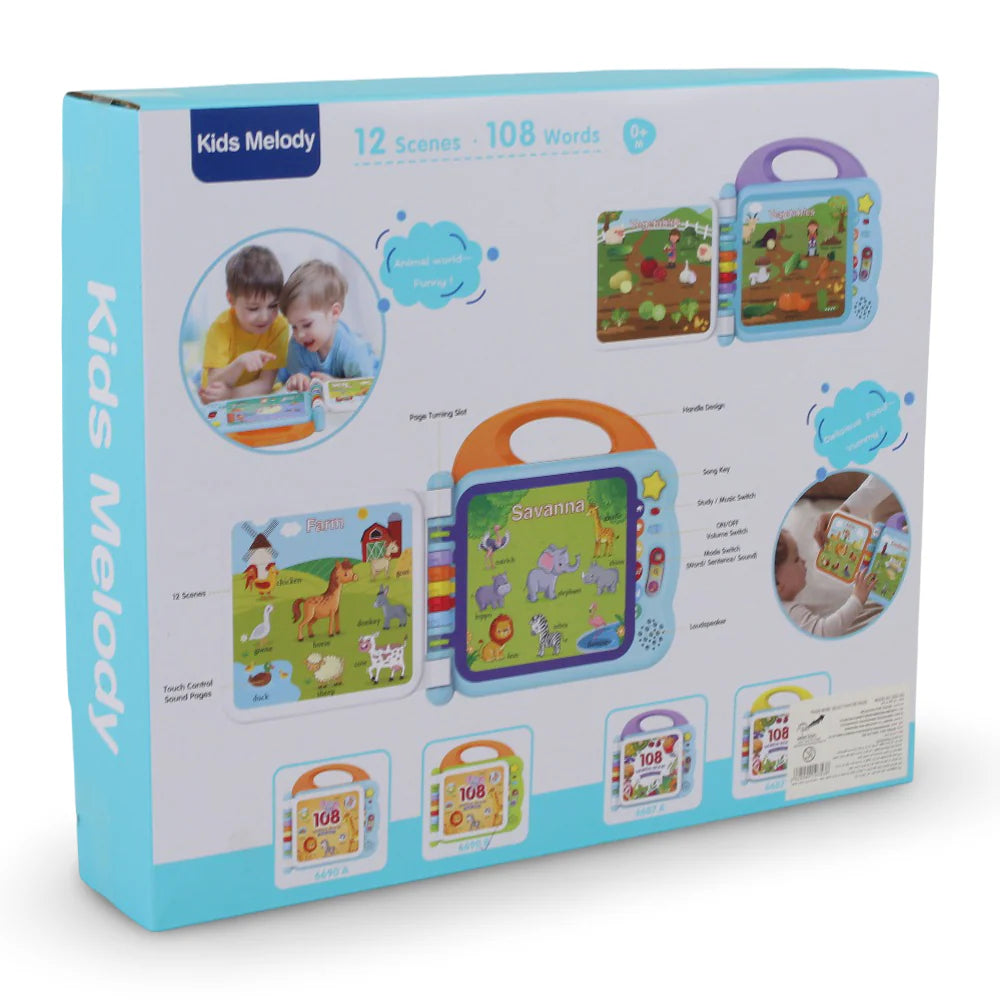 Kids Melody Interactive Touch & Teach Word Book – 12 Scenes & 108 Words – Musical Educational Toy for Toddlers